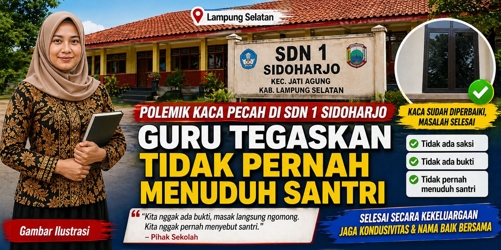 Klarifikasi SDN 1 Sidoharjo: Pihak Sekolah Tak Pernah Tuduh Santri