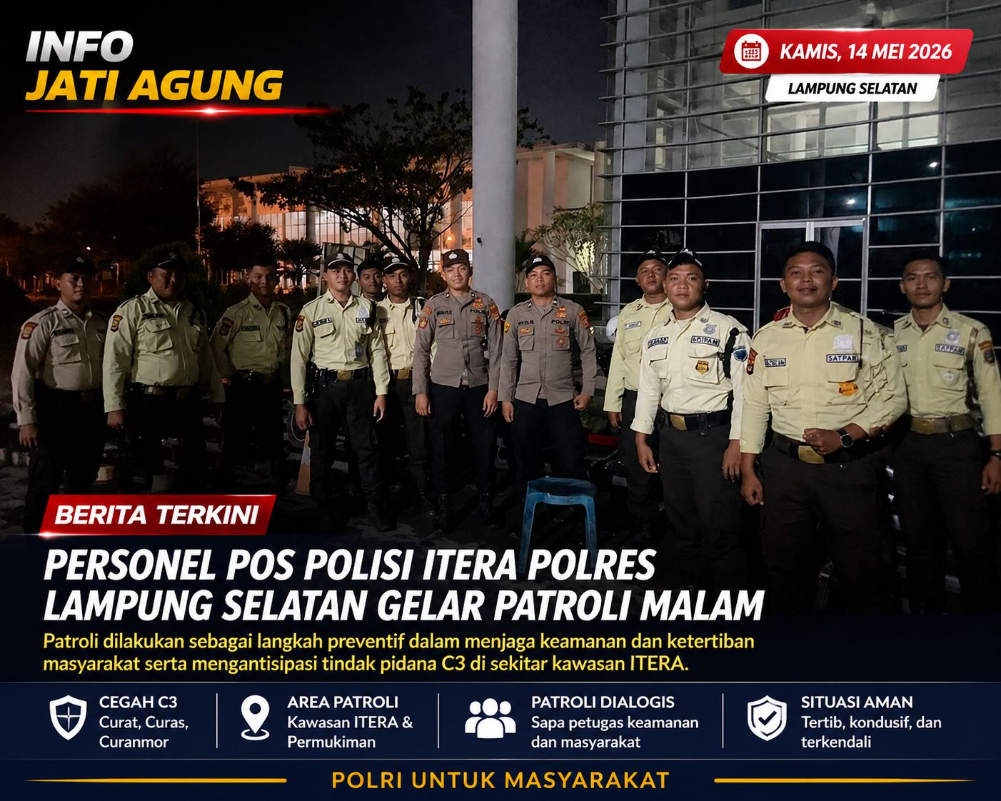 Patroli ITERA Jaga Kamtibmas Kawasan Kampus