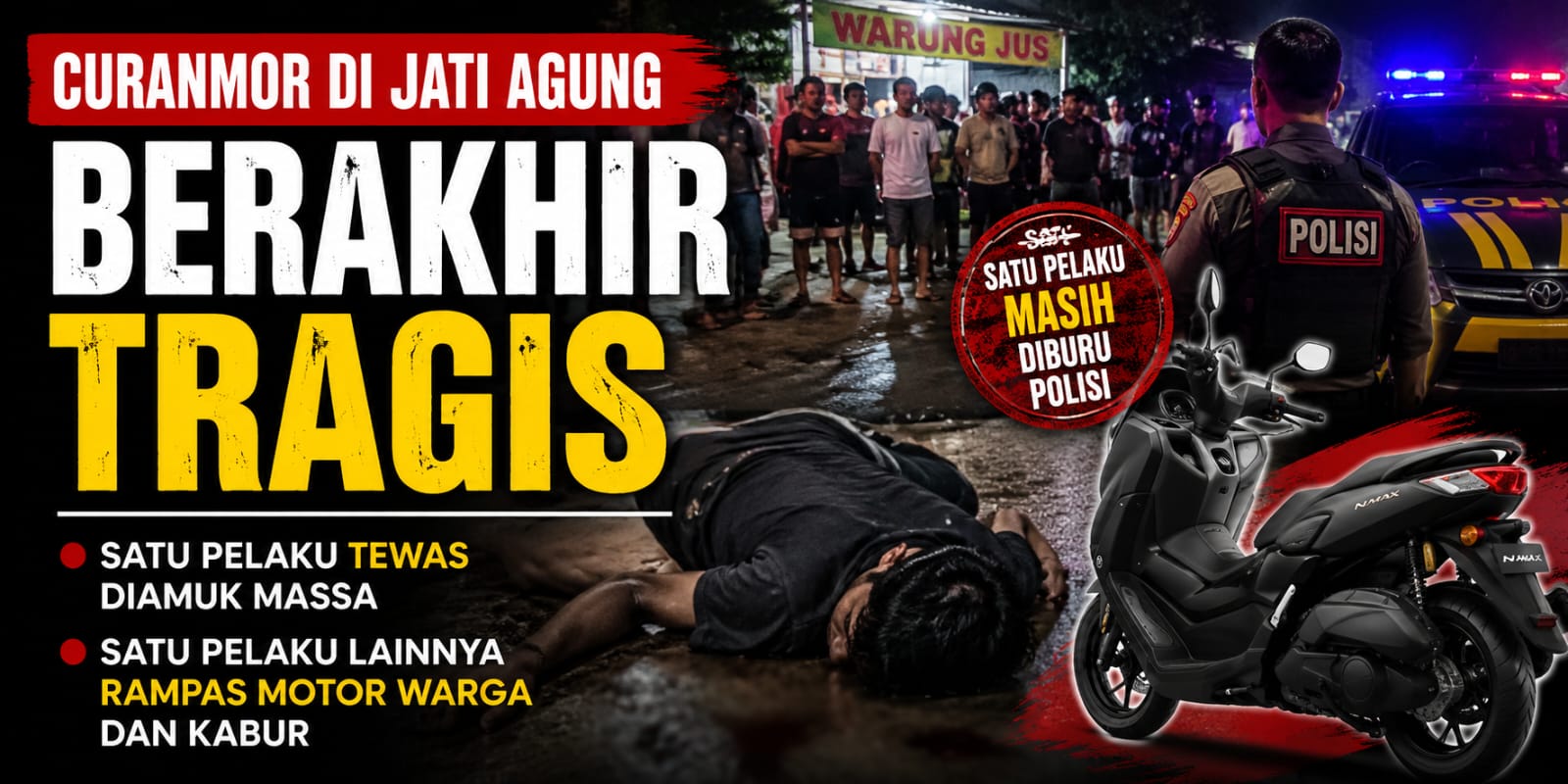 Curanmor di Jati Agung Berakhir Tragis, Satu Pelaku Tewas Diamuk Massa