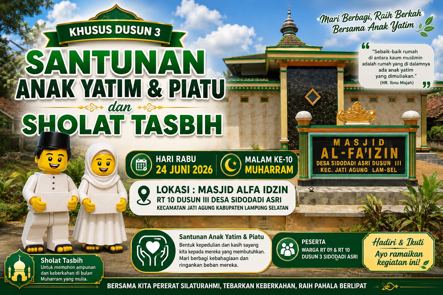 Santunan Anak Yatim dan Sholat Tasbih Meriahkan Muharram