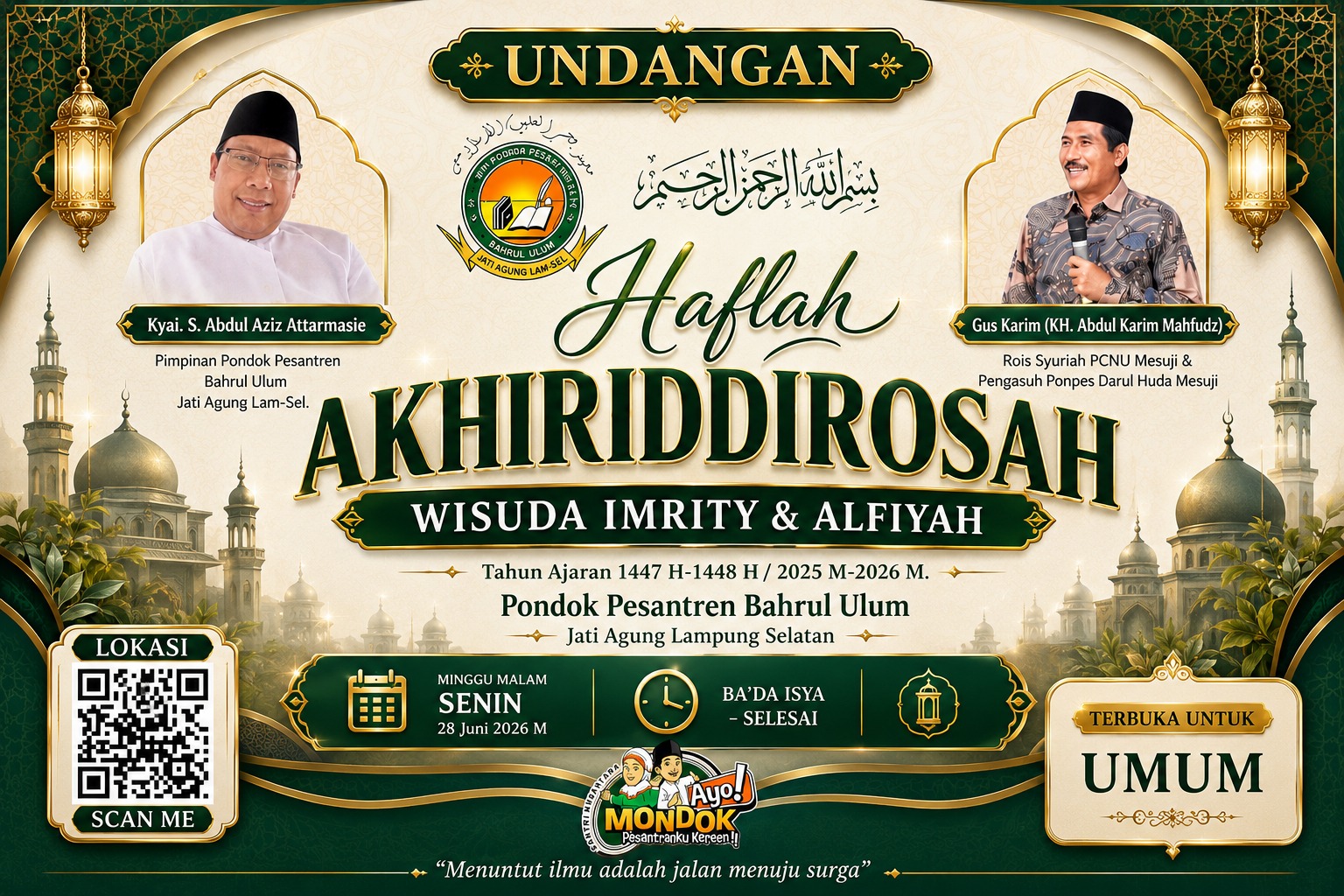 Akhiriddirosah Pondok Pesantren Bahrul Ulum Digelar 28 Juni 2026