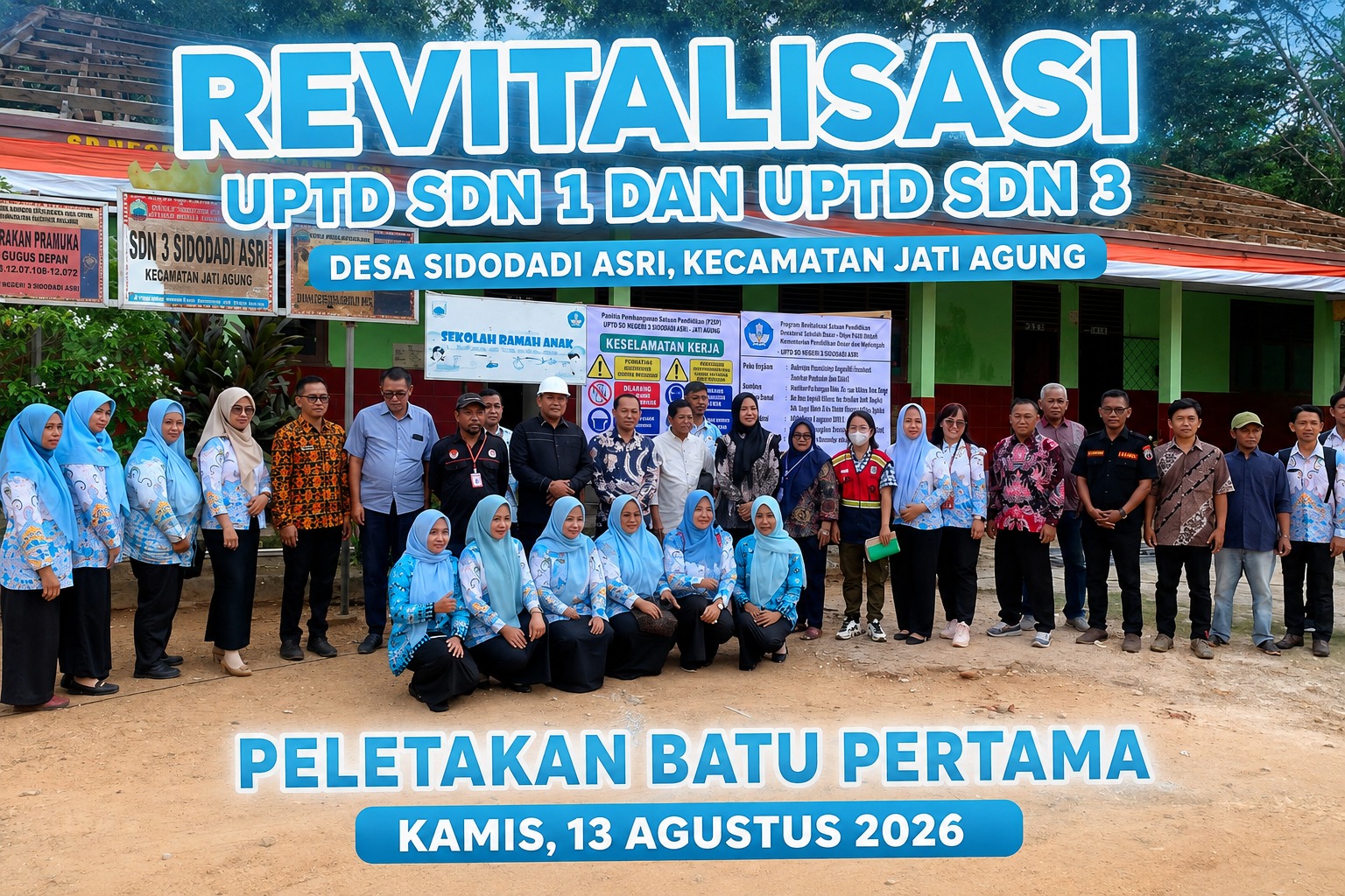 Revitalisasi SDN 1 dan SDN 3 Sidodadi Asri Resmi Berjalan